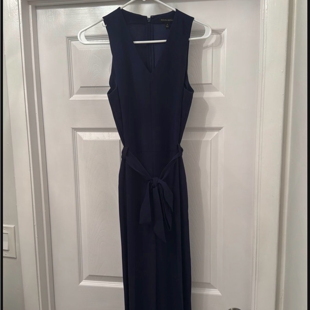 Elegant Navy Blue Sleeveless Romper